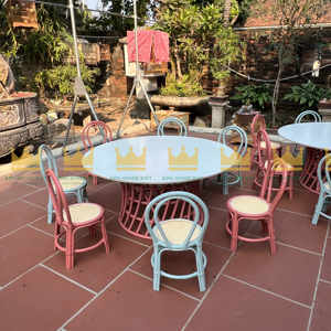 Trending Style 2025 Blue Color RattanTotsFurniture-Tables et chaises en rotin de qualité supérieure, sûres et élégantes pour l'espace ludique des enfants - Product Image 6