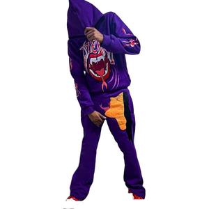 Streetwear <b>Oversized</b> Flared <b>Sweatpants</b> and Hoodie Sets Heavyweight Sweatsuit Flare Stacked Tracksuits for Men Custom Logo - Product Image 5