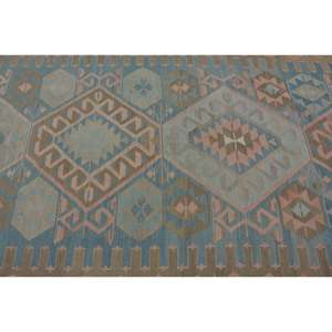 Alfombra Kilim turca Vintage, diseño de retazos verde y azul, rectángulo de látex de lana de 5x10 pies para sala de estar, pasillo, Alfombra de yute de 9x12 - Product Image 5