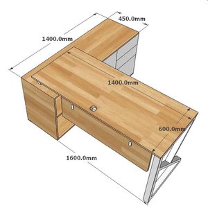Escritorio Ejecutivo XConcept HBXC015 160x140, Mueble de Oficina Moderno y Contemporáneo de Madera Melamina, Mesa para Computadora para Dormitorio - Product Image 5