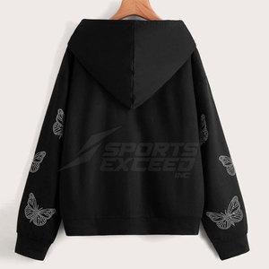 Sweat à capuche personnalisé en couleur unie avec strass, en tissu polaire, durable, décontracté, respirant et écologique pour hommes - Product Image 2