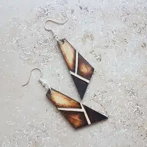 2024 pendientes de gota unidos de resina de madera de Acacia de calidad superior más vendidos accesorio de compromiso de fiesta de boda de moda - Product Image 1