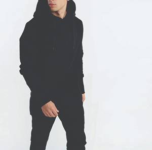 Ensemble de survêtement d'hiver léger et décontracté pour hommes 100% coton grande taille pantalon de survêtement respirant imprimé sur le devant avec cordon de serrage à capuche - Product Image 5