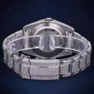 Reloj de Pulsera de Lujo para Hombre, con Diamantes de Imitación VVS, Cuarzo Moissanite, Resistente al Agua, Analógico, Deportivo, de Moda, de Acero Inoxidable, con Esfera Blanca Personalizada - Product Image 4
