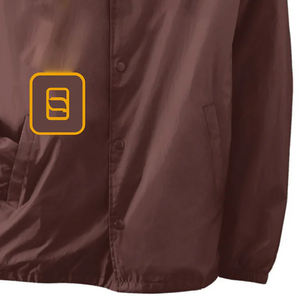 Classic Brown Windbreaker <b>Jacket</b> with Yellow <b>Letter</b> Patch Lightweight Casual Outerwear for <b>Men</b> and Women Street Style - Product Image 3