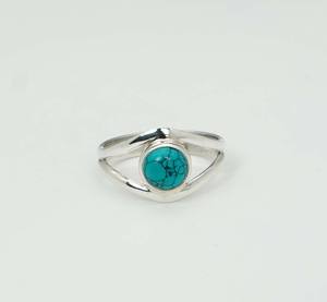 925 argent sterling massif décembre mois pierre de naissance turquoise avec lunette réglage anneau en forme d'oeil - Product Image 1