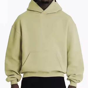 Haute qualité 400 grammes couleur unie Baggy Streetwear sweat à capuche court pour hommes 100% coton Logo personnalisé sweat à capuche de sports d'hiver - Product Image 3