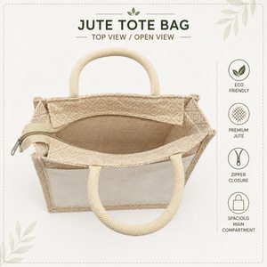 Bolsa de tela de algodón Juco con diseño de diamantes Kaju Katli, con doble bolsillo de lona, 12 x 10 x 5 pulgadas, con cremallera, para regalo. - Product Image 3