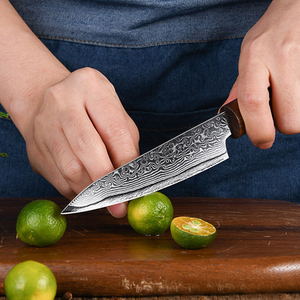 Venta al por mayor personalizado OEM ODM fábrica de cubiertos cuchillo de Chef profesional de acero de Damasco cuchillo de Chef de cocina con mango de madera de primera calidad - Product Image 4
