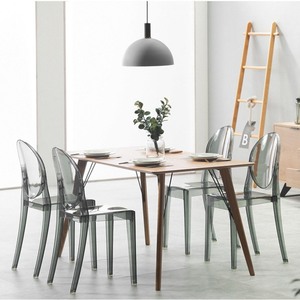 Silla contemporánea con respaldo de plástico transparente - Product Image 2