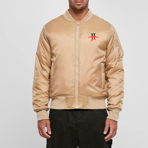 Chaqueta Bomber Clásica de Satén para Hombre con Cuello Alto y Ribete Acanalado, Acabado Brillante para Invierno, Estilo Urbano - Product Image 3