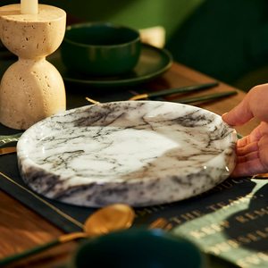 Marble Serving Plate Round Shape Premium Quality Tabletop Decorative Serving ware Kitchen Essential <b>Hot</b> Sell <b>Stone</b> - Product Image 3