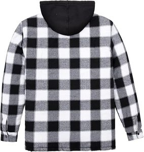 Wholesale 100% Cotton Extra Heavyweight Black Red Vintage Hooded <b>Shirt</b> Winter Long Sleeve Buffalo <b>Plaid</b> Flannel <b>Shirts</b> Customize - Product Image 6