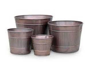 Jardinière en métal exclusive avec baignoire galvanisée en métal pour la décoration de la maison Décor d'hôtel et de restaurants Jardinière en forme de rectangle SET/3 - Product Image 4