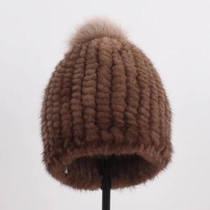 Winter Women's 100% Wool Hat Hand Knitted Warm Breathable <b>Waterproof</b> <b>Cap</b> Fox Pompoms Casual Russia Ladies - Product Image 5