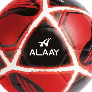 Alaay Top Trending Design Ballons de football personnalisés PU couleur rouge avec panneaux noirs Football cousu à la machine - Product Image 2