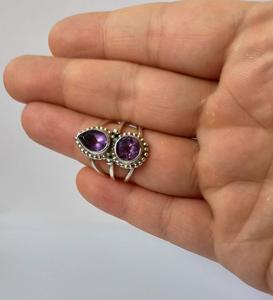 Anillo de Amatista, Plata de Ley 925 Maciza, Piedra Preciosa Natural, Joyería Moderna con Engaste de Bisel para Bodas y Fiestas - Product Image 2