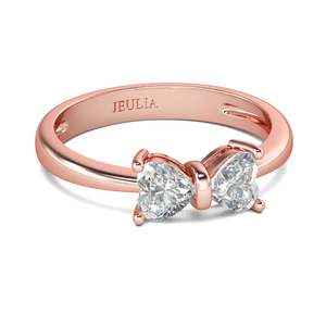 Bague vintage réglable en argent sterling plaqué or avec nœud papillon et cœur taillé Jeulia - Product Image 2