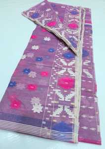 Venta caliente nuevo Deshi Dhakai Jamdani Sharee calidad de exportación para mujeres JAMDANI tela azul rojo verde dorado cielo azul de Bangladesh - Product Image 5