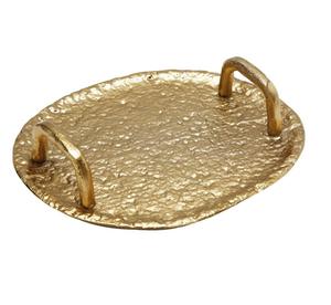 ถาดเสิร์ฟอลูมิเนียมโลหะหรูหราพร้อมผิวทองเหลืองโบราณเหมาะสำหรับการตกแต่งบ้านและการให้บริการแบบดั้งเดิม - Product Image 1