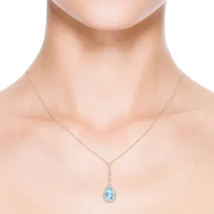Collier pendentif en forme de poire cultivée en laboratoire, en argent sterling 925 plaqué rhodium, avec chaîne satellite, bijoux fins pour femmes, vente en gros OEM ODM - Product Image 5