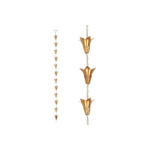 Chaînes de pluie en fer finition or au design élégant pour gouttière et baril de pluie, résistantes à la rouille, décoration de jardin - Product Image 1