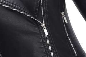 Vestes pour femmes personnalisées veste de moto en cuir à fermeture éclair tenues automne à la mode vêtements d'hiver 2025 - Product Image 4