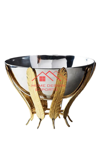 Plateau en métal de luxe de vente chaude pour la table basse à la maison et l'hôtel emploient le bol en métal de conception de feuille dans le fini d'or - Product Image 3