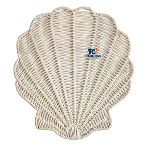 New Design Handmade <b>Wicker</b> Seashell Charger for Dining Table Home Decor Rattan Table <b>Placemats</b> Vietnam Supplier - Product Image 1