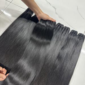 Extensions de cheveux en trame sans colle Os de cheveux humains Cheveux vietnamiens droits Couleur naturelle 1B - Product Image 6