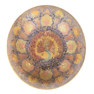 Assiettes rondes en laiton pur de haute qualité pour restaurants et hôtels, avec motif de paon gravé - Product Image 3