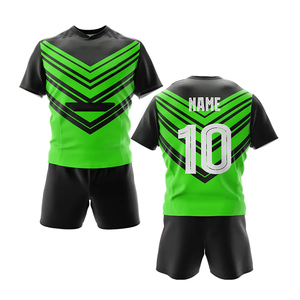 Ropa de fútbol de rugby profesional unisex, camiseta de manga corta transpirable con pantalones cortos de color liso, conjunto de uniforme deportivo al por mayor - Product Image 5