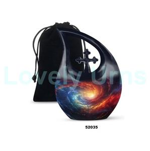 Urna para adultos de cremación de galaxia con lágrima de aluminio más vendida para cenizas humanas, urna funeraria cruzada decorativa con bolsa de terciopelo gratis - Product Image 6