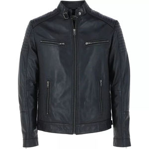 Chaqueta de cuero genuino de motorista para hombre, abrigo de cuero estilo moto con cremallera, chaquetas nuevas bordadas personalizadas de alta calidad 2025 - Product Image 1
