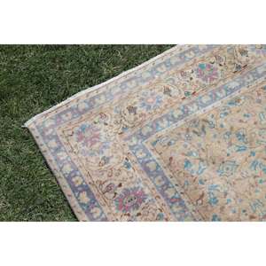 Alfombra Vintage de 4.6x6.8 pies, Alfombra Turca con Borde Azul de Lana - Product Image 5