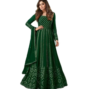 Bollywood inspirado alto bordado interior algodón trabajo largo alfombra roja desgaste Boutique Salwar Kameez - Product Image 1