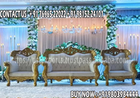 Conjunto de muebles de boda tallados en oro de diseñador, conjunto de sofá de escenario de boda moderno, conjunto de muebles nuevos de boda majestuosa de EE. UU. París