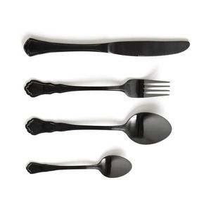 Cubiertos Negros para Restaurante, Juego de Cucharas y Tenedores de Acero Pulido Espejo Negro para Bodas, Juego de Cubiertos Negros - Product Image 4