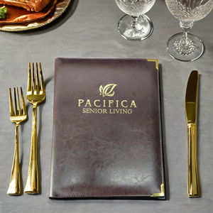 Porte-menu en cuir PU de haute qualité et durable, logo personnalisé, marque, fabricant indien, dossier de menu pour restaurants, bars à vin, hôtels - Product Image 1