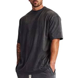 Camiseta de Algodón Extra Grande para Hombre, Personalizada, Negra, de Secado Rápido, Transpirable, de Punto, Estilo Holgado, Lavado Ácido - Product Image 1