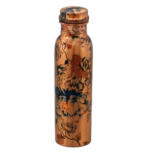 Traditional copper water bottle with <b>strong</b> lid vintage charm and handcrafted surface ideal for everyday hydration - Product Image 1