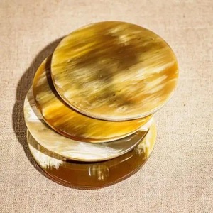 Natural Buffalo Horn <b>Table</b> <b>Coasters</b> Handmade Rustic Drink Accessories High Quality - Product Image 4