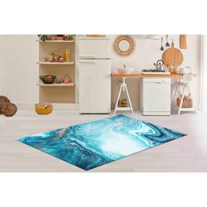 Blue Marble <b>Rug</b>: Contemporary Anti-Slip Accent <b>Rug</b>,<b>Chenille</b> <b>Rug</b> - Product Image 3