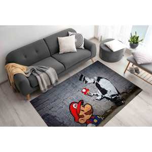 Tapis Mario Graffiti : Tapis antidérapant abstrait imprimé en 3D, avec poils doux - Product Image 3