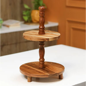 Elegant Round Acacia Wood <b>Cupcake</b> Display <b>Stand</b> 3 Tier Wooden Cake <b>Stand</b> For Party Dessert Pastry Serving Tray For Events - Product Image 2
