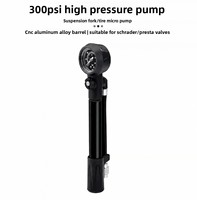 Pompe à air haute pression 300 PSI pour vélo, mini-pompe de suspension pour fourche de vélo, commutateur HP/HV, valve Presta/Schrader, VTT, cyclisme sur route