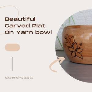 Bol à laine en bois rustique, sculpté à la main, support pour le tricot et le crochet, bol de rangement, cadeau pour les tricoteuses et les crocheteuses - Product Image 2