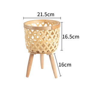 Meilleure vente jardinière pliable en rotin tissé à la main forme ronde naturelle avec pieds parfaite pour le jardinage décoration intérieure élégante - Product Image 2