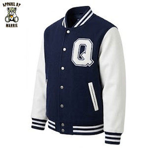 Chaquetas Varsity de Lana Suave con Bordado y Paneles en Contraste para Uso Casual en Invierno - Product Image 1
