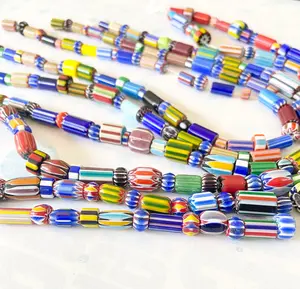 Tribal Ethnic Rustic Multicolor 8mm Antique Chevron Rainbow Lampwork Glass <b>Beads</b> for Beaded Crafts & <b>Crystal</b> Home Decorations - Product Image 3